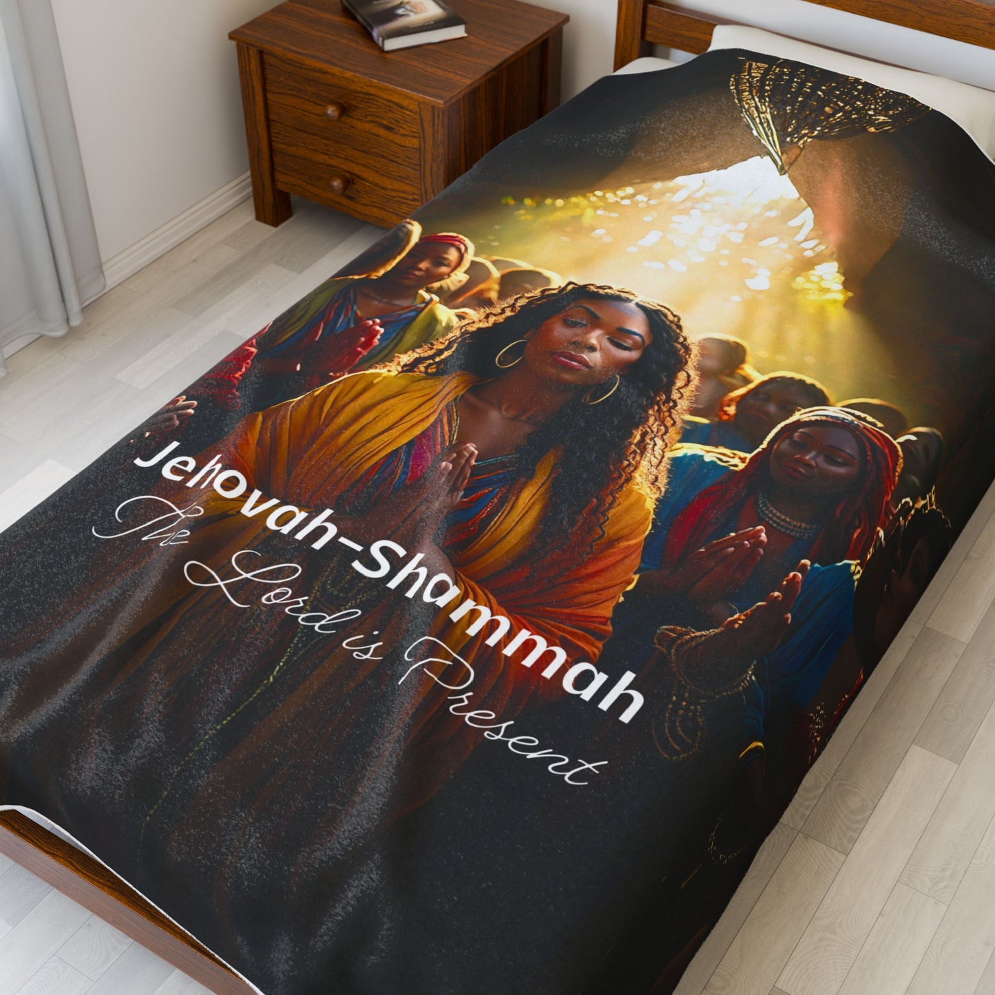 Velveteen Plush Blanket - Jehovah-Shammah Spiritual Comfort