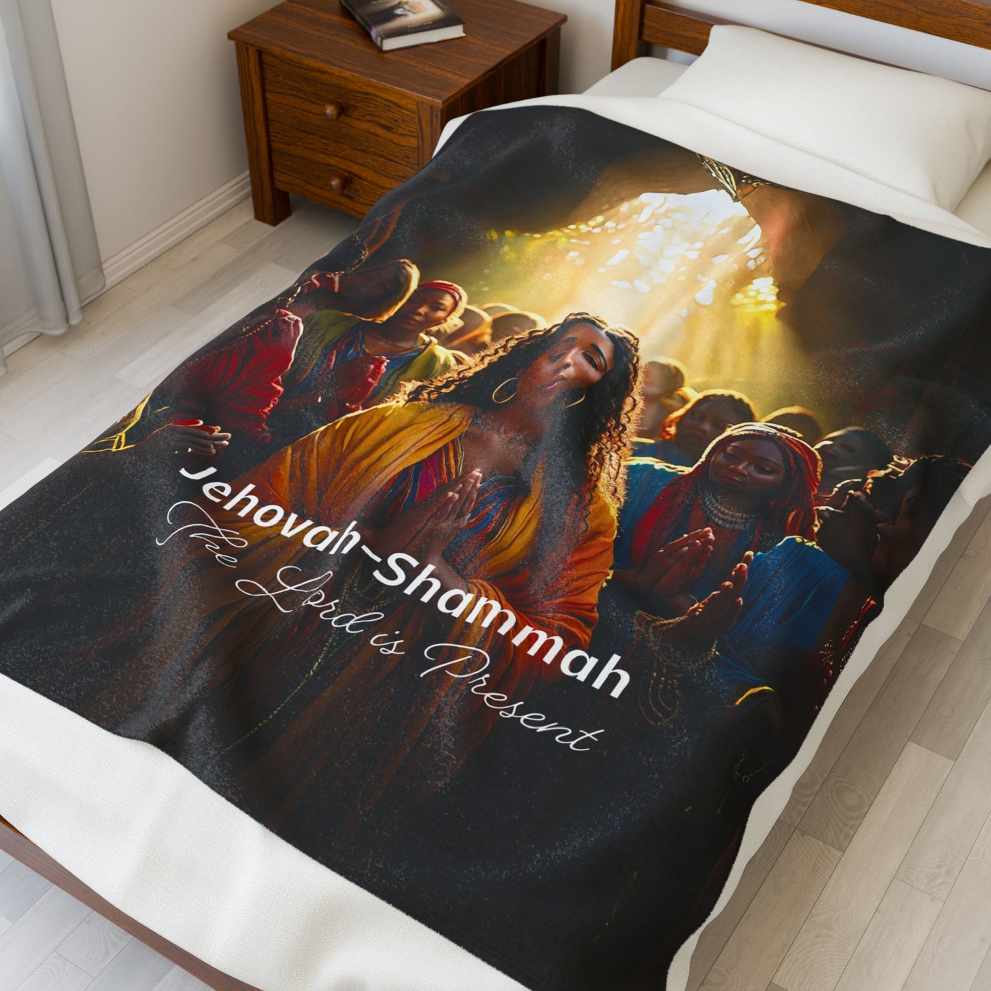 Velveteen Plush Blanket - Jehovah-Shammah Spiritual Comfort
