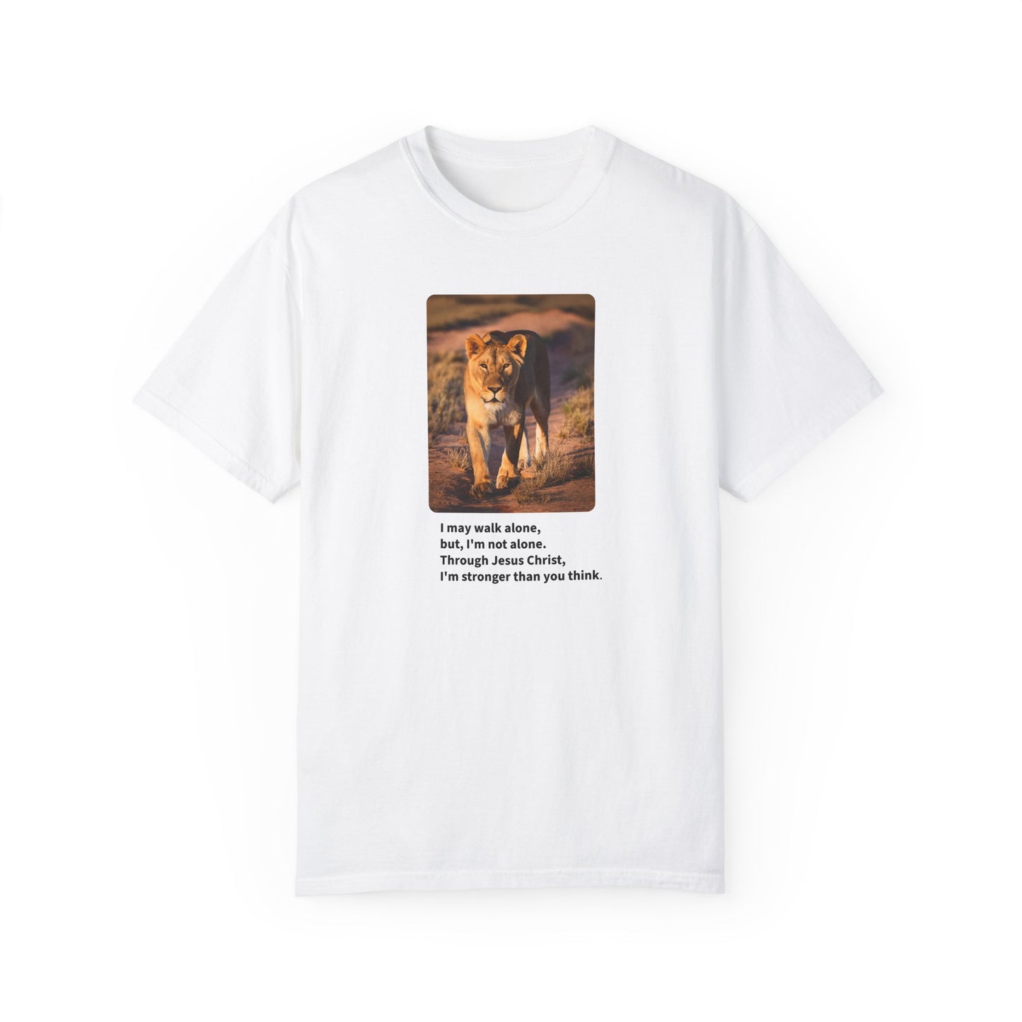 Women Inspirational Lioness Graphic T-Shirt: Strength in Faith
