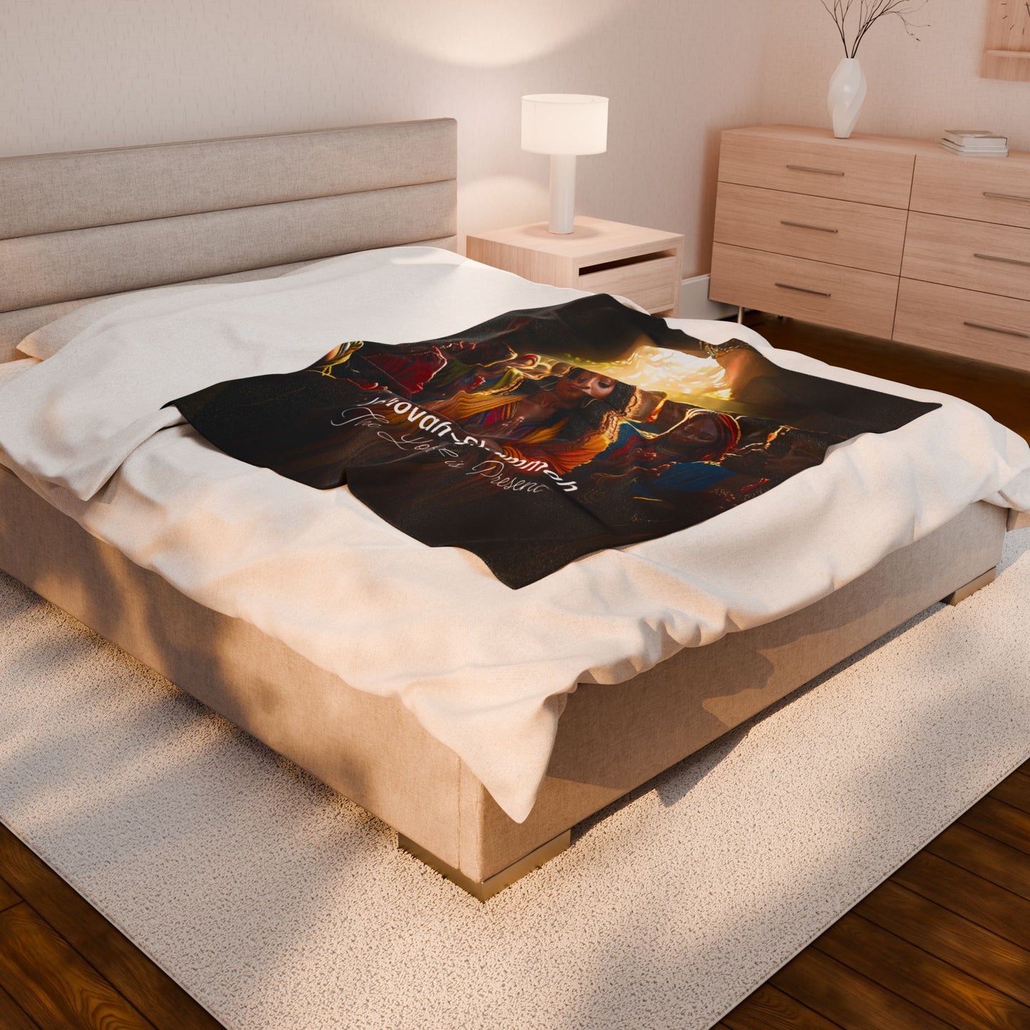 Velveteen Plush Blanket - Jehovah-Shammah Spiritual Comfort