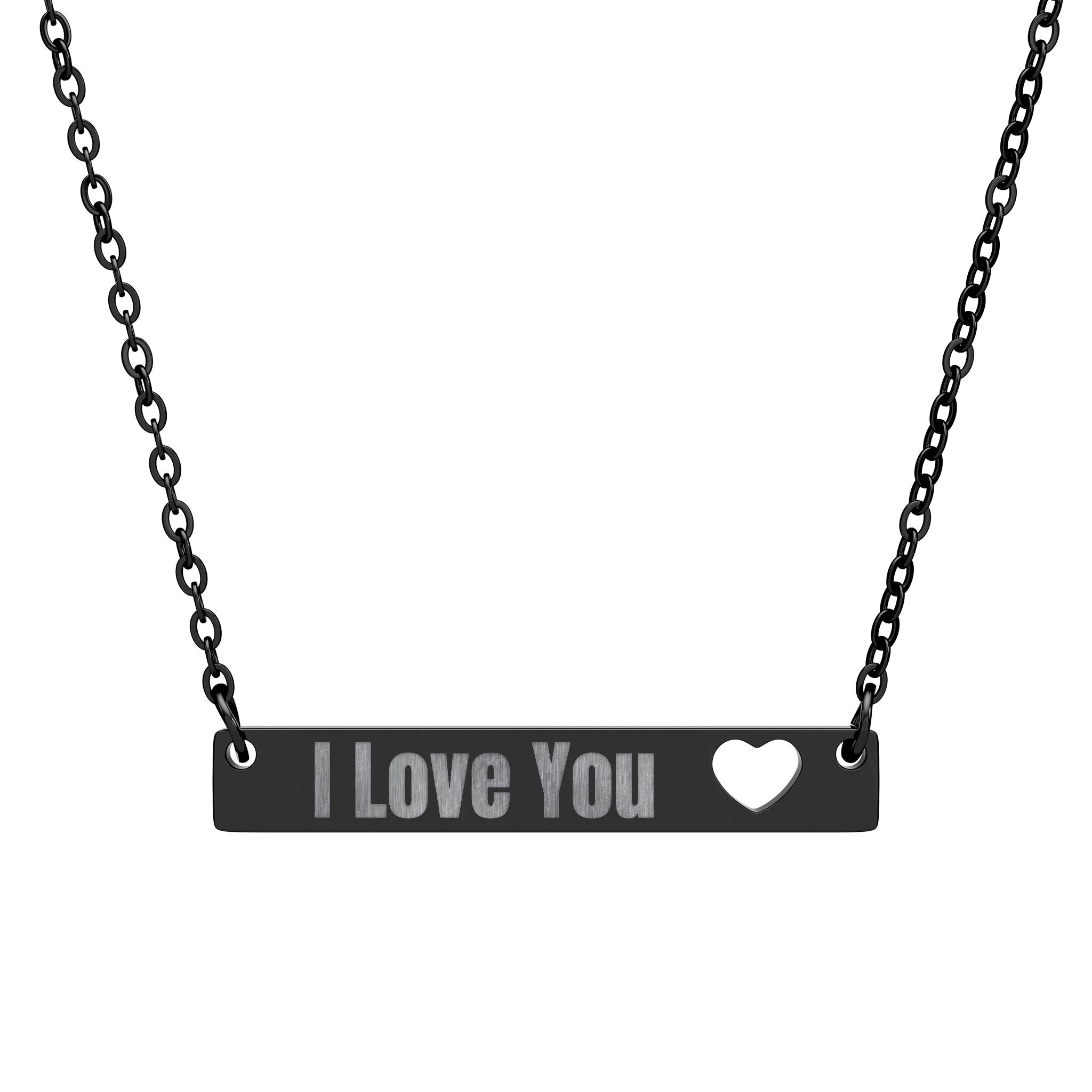 Cutout Heart Bar Necklace (Engraving)